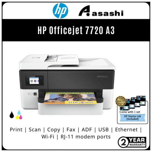 HP Officejet 7720 A3 AIO Wide Format Printer (Online Warranty Registration 1+1 Yr)
