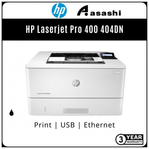 HP Laserjet Pro 400 M404DN Printer W1A53A (Print/Dulplex/Network/38ppm/256MB/80k Duty Cycle/3yrs Warranty)