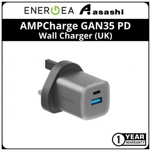 Energea AMPCharge GAN35 PD / PPS / QC3.0 35w Wall Charger (UK) (1 yrs Limited Hardware Warranty)