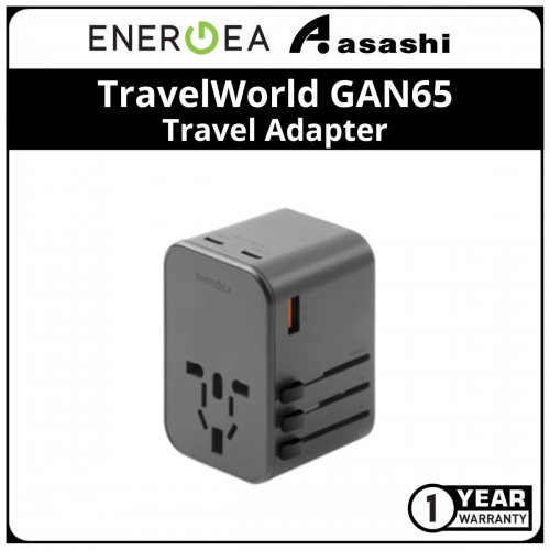Energea TravelWorld GAN65 65w Travel Adapter (1 yrs Limited Hardware Warranty)