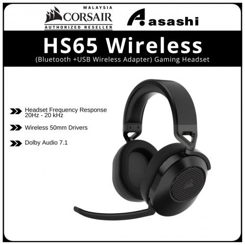 Corsair HS65 Wireless Gaming Headset - Carbon (BT+USB Wireless Adapter) CA-9011285-AP2