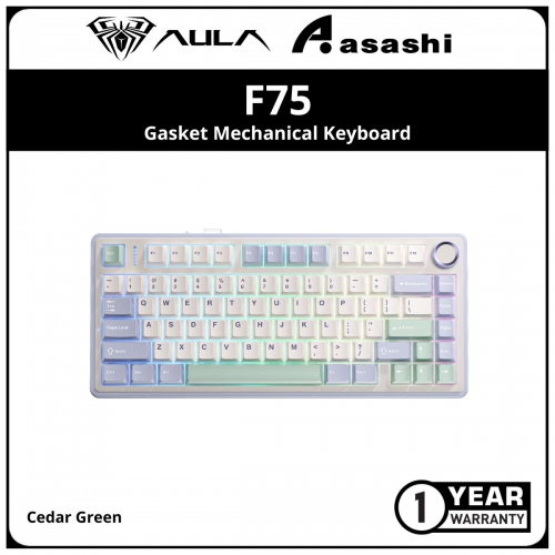 AULA F75 (Cedar Green) Gasket Mechanical Keyboard 75% 80 Key RGB Tri-Mode Wired Bluetooth 2.4G Gasket Structure Hot-swap Gaming Keyboard