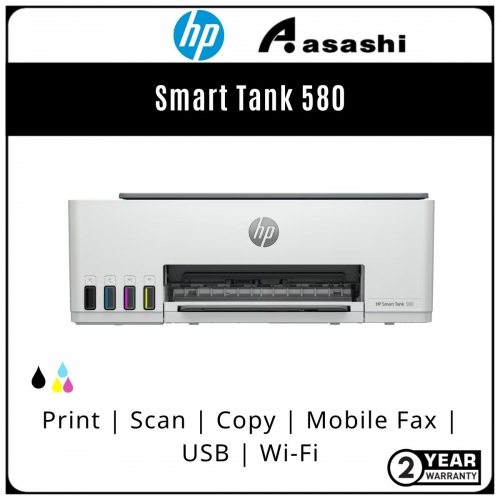 HP Smart Tank 580 Wireless AIO Printer (Print,Scan & Copy) 2 Years Warranty