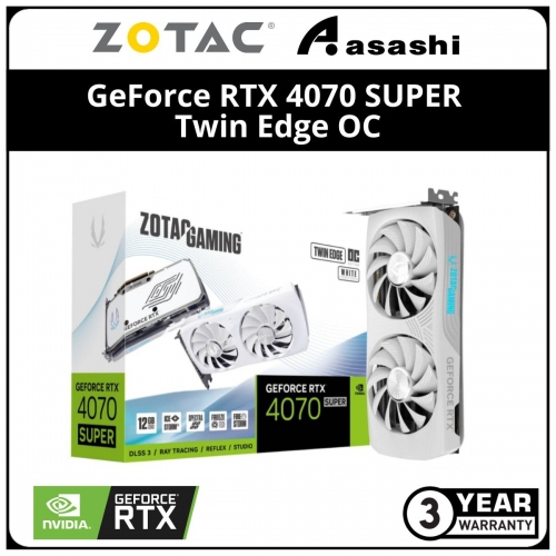ZOTAC GAMING GeForce RTX 4070 SUPER Twin Edge OC White Edition 12GB GDDR6X Graphic Card (ZT-D40720Q-10M)