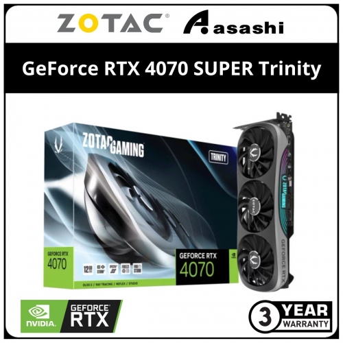 ZOTAC GAMING GeForce RTX 4070 SUPER Trinity Black Edition 12GB GDDR6X Graphic Card (ZT-D40720D-10P)