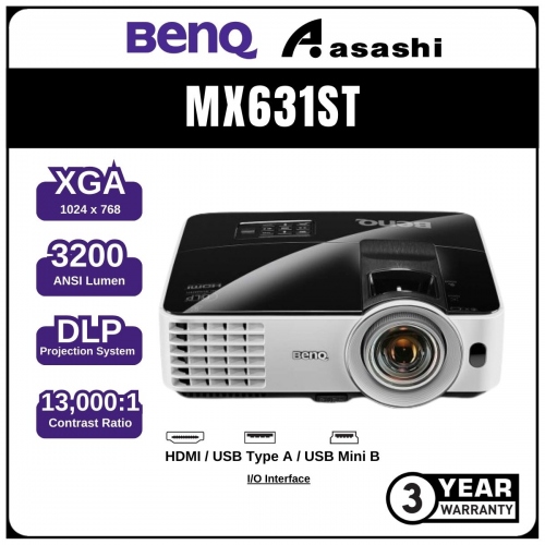 BenQ MX631ST Short Throw DLP Projector (XGA 1024 X 768, 3200ansi Lumens)