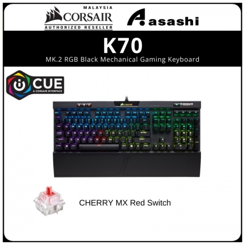 Corsair K70 RGB MK.2 (Black) Mechanical Gaming Keyboard - Cherry MX RED Switch