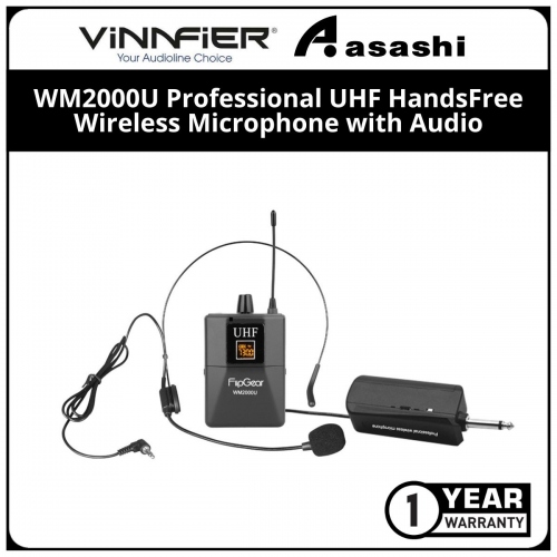 Vinnfier WM2000U Professional UHF Handheld Wireless Microphone with Audio (1 yrs Limited Hardware Warranty)