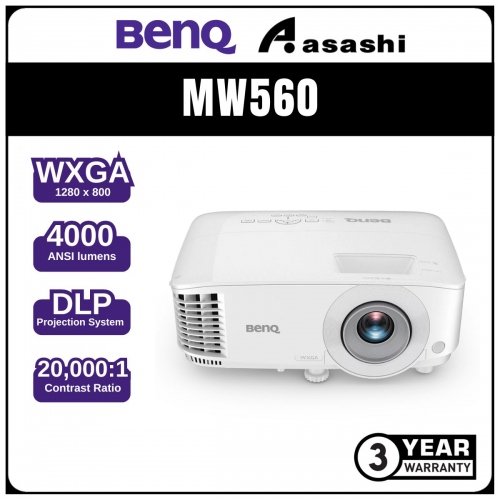 Benq MW560 DLP Business Projector (WXGA 1280 X 800, 20000:1, 4000 ansi lumens)