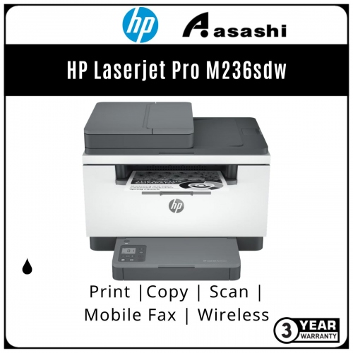 HP Laserjet Pro M236sdw Mfp Printer (Print,Scan,Copy, Mobile Fax,40 Page ADF,Duplex,Network,Wireless) 9YG09A (Online Warranty Registration 1+2 Yrs)