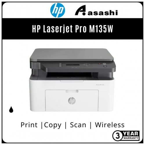 HP Laserjet Pro M135W AIO Mono Laserjet Printer (Print,Scan,Copy,Wireless) 4ZB83A,3 Years Warranty 1-1 Exchange (Online Warranty Registration 1+2 Yrs)