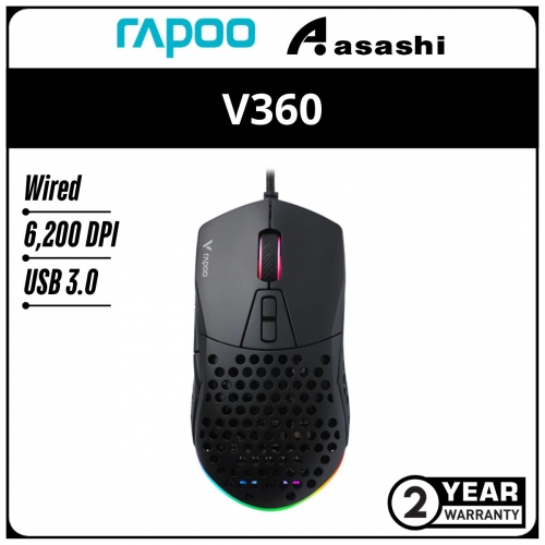 Rapoo V360 9 Keys Symphony RGB Hole Detachable Gaming Mouse - 2Y