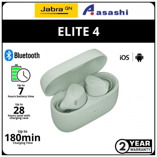Jabra Elite 4 Active True Wireless Earbud -LightMint (2 yrs Limited Hardware Warranty)