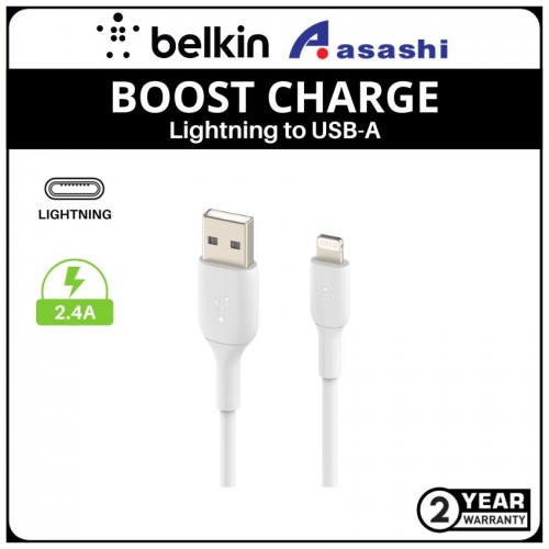 Belkin CAA001bt2MWH BOOST CHARGE Lightning to USB-A Cable (2M,White)