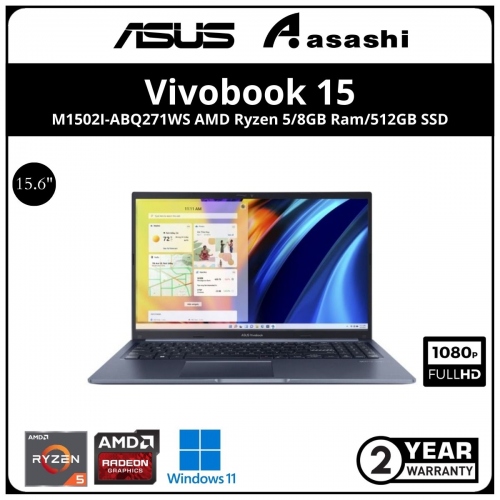 Asus Vivobook Notebook-M1502I-ABQ271WS-(AMD Ryzen 5-4600H/8GB OB (1 Extra Slot) /512GB SSD/15.6