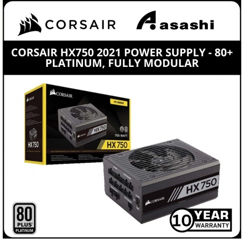 Corsair HX750 2022 Power Supply - 80+ Platinum, Fully Modular, 10 Years Warranty