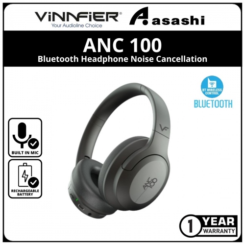 Vinnfier ANC 100 High Performance Bluetooth Headphone Noise Cancellation (1 yrs Limited Hardware Warranty)