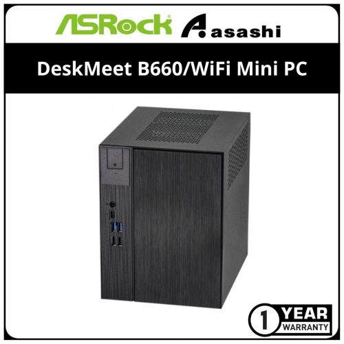 ASRock DeskMeet B660/WiFi Mini PC - (Intel 13/12thGen /4x DDR4 slot (Max.64GB)/2x M.2/3x SATA/Wifi AC+BT/DP+HDMI+DVI/500W Bronze) MB 3Y, PSU 1Y)