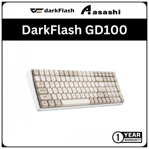 DarkFlash GD100 Dual Mode Wireless 2.4G & USB Hot Swap Mechanical Keyboard (K Yellow Switch) - Milky & Brown