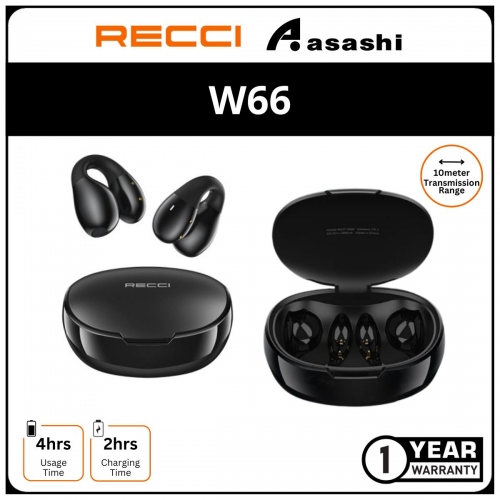 Recci W66 TWS Earphone BT V5.3 - Ergonomic Clamp Ear Design