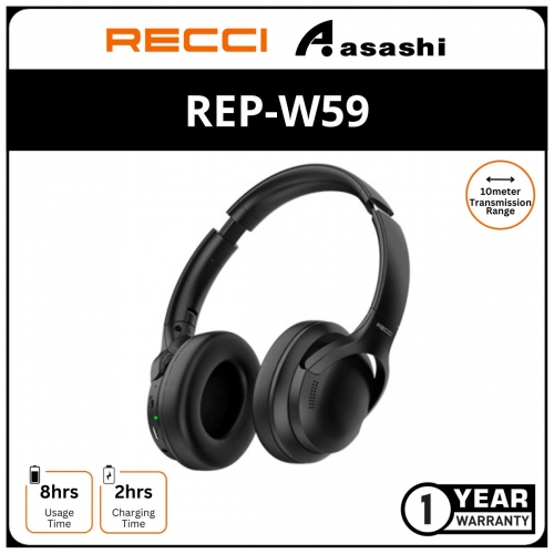 Recci REP-W59 ANC Active Noice Cancellation Wireless Headset BT V5.3