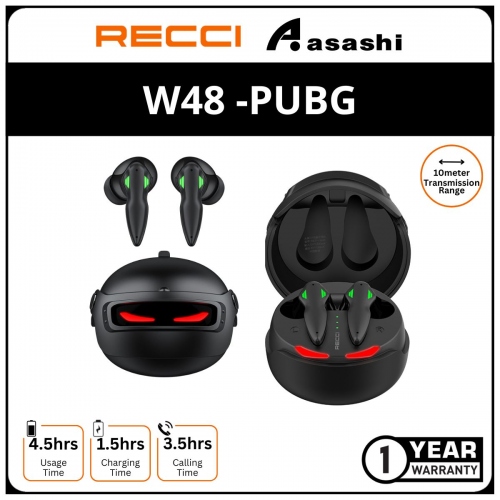 Recci W48 TWS Earphone BT V5.3 - Helmet PUBG Artifact