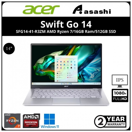 Acer Swift Go 14 SFG14-41-R3ZM Ultrabook-(AMD Ryzen 7-7730U/16GB LDDR4X (No Slot)/512GB SSD/AMD Radeon Graphic/14