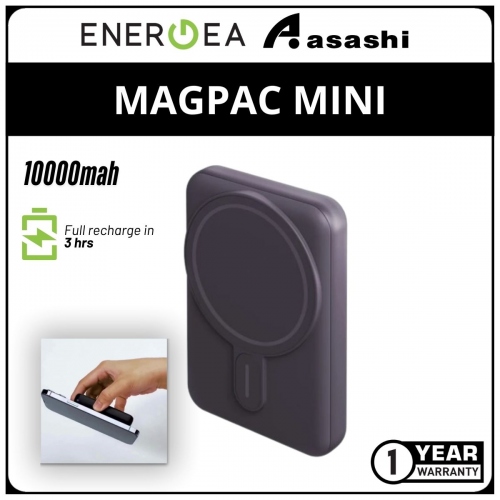 Energea MAGPAC MINI 10000mah Ultra Slim Magsafe Compatible Power Bank with Buil-In Stand - Purple (1 yrs Limited Hardware Warranty)