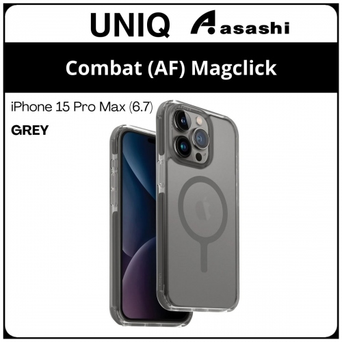 (85693) Uniq Magclick Charging Combat (AF) iPhone 15 Pro Max (6.7) Hybrid Case - Grey