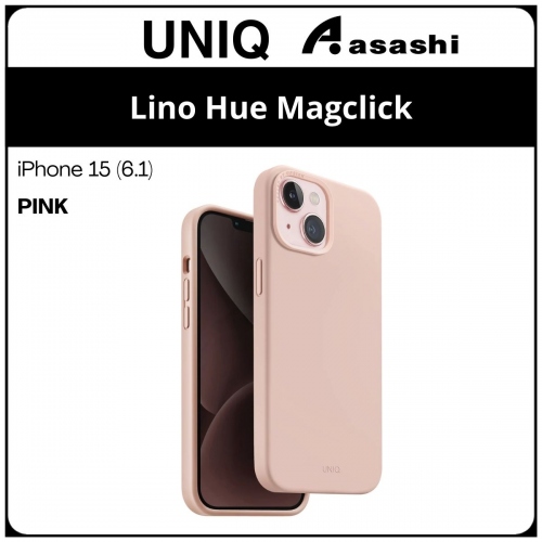 (85228) Uniq Magclick Charging Lino Hue iPhone 15 (6.1) Hybrid Case - Pink (No Warranty)