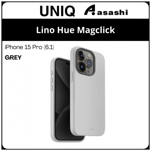 (85433) Uniq Magclick Charging Lino Hue iPhone 15 Pro (6.1) Hybrid Case - Grey (No Warranty)