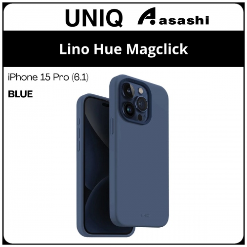 (85440) Uniq Magclick Charging Lino Hue iPhone 15 Pro (6.1) Hybrid Case - Blue (No Warranty)