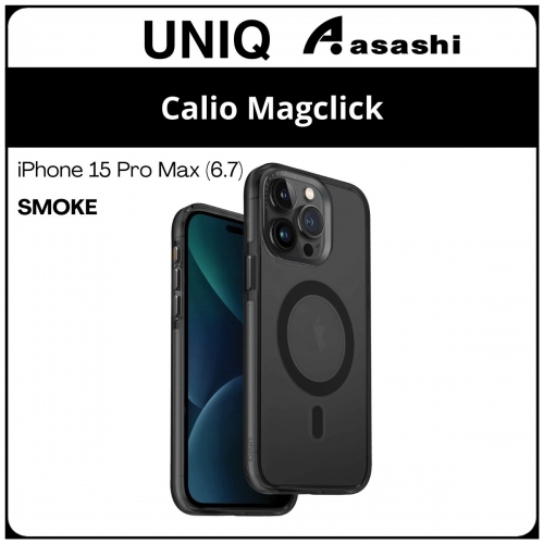 (85723) Uniq Magclick Charging Calio iPhone 15 Pro Max (6.7) Hybrid Case - Smoke