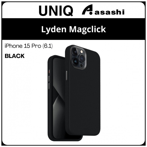 (85501) Uniq Magclick Charging Lyden iPhone 15 Pro (6.1) Hybrid Case - Black (No Warranty)