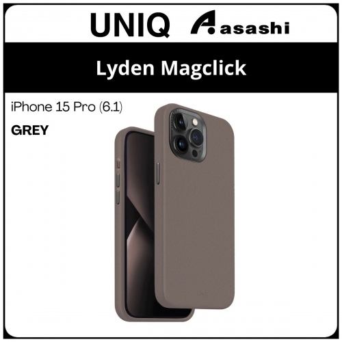 (85525) Uniq Magclick Charging Lyden iPhone 15 Pro (6.1) Hybrid Case - Grey (No Warranty)