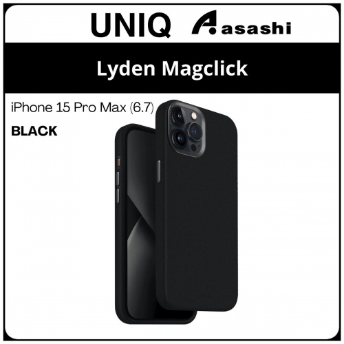 (85808) Uniq Magclick Charging Lyden iPhone 15 Pro Max (6.7) Hybrid Case - Black