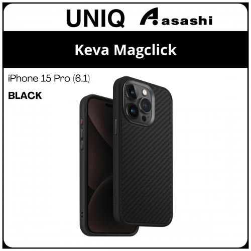 (85563) Uniq Magclick Charging Keva iPhone 15 Pro (6.1) Hybrid Case - Black (No Warranty)