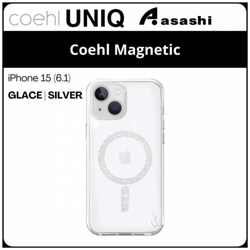 (86676) Uniq Coehl Magnetic Charging iPhone 15 (6.1) Hybrid Case -Glace | Silver