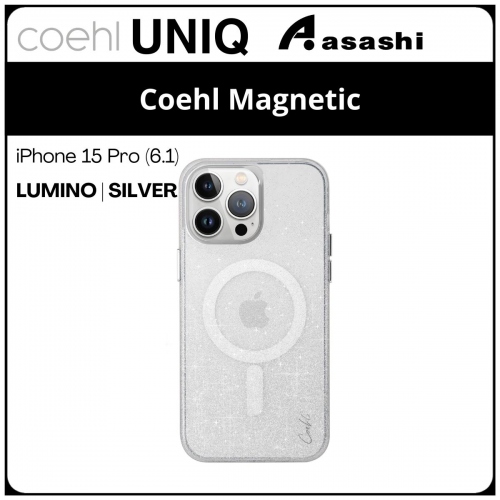 (86713) Uniq Coehl Magnetic Charging iPhone 15 Pro (6.1) Hybrid Case - Lumino | Silver