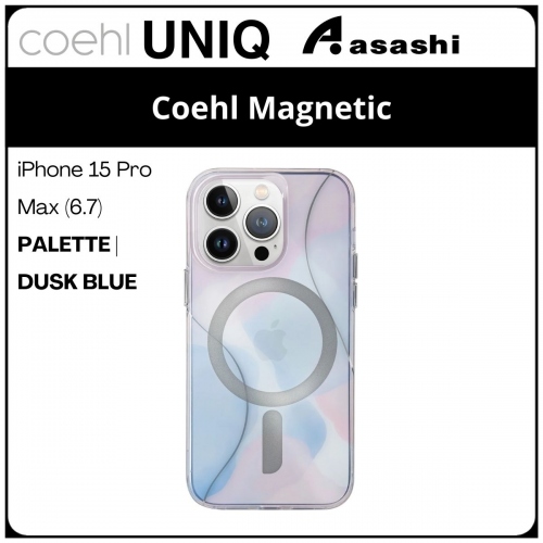 (86867) Uniq Coehl Magnetic Charging iPhone 15 Pro Max (6.7) Hybrid Case - Palette | Dusk Blue