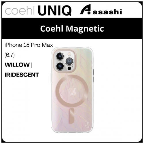 (86881) Uniq Coehl Magnetic Charging iPhone 15 Pro Max (6.7) Hybrid Case - Willow | Iridescent