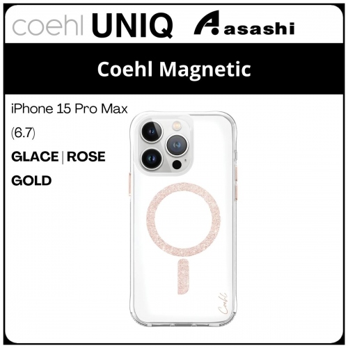 (86898) Uniq Coehl Magnetic Charging iPhone 15 Pro Max (6.1) Hybrid Case - Glace | Rose Gold