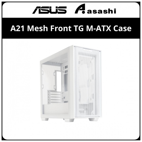 Asus A21 (White) Mesh Front TG M-ATX Case