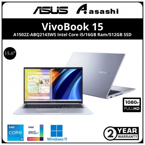 Asus Vivobook A1502Z-ABQ2143WS Notebook - (Intel Core i5-12500H/16GB OB(1 Extra Slot)/512GB SSD/15.6
