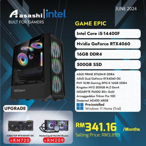 GAME EPIC - Intel® Core™ i5-14400F / ASUS DUAL GeForce RTX 4060 OC 8G