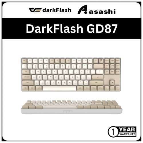 DarkFlash GD87 (Milky Brown) Dual Mode Wireless 2.4G & USB Hot Swap Mechanical Keyboard (K Yellow Switch)