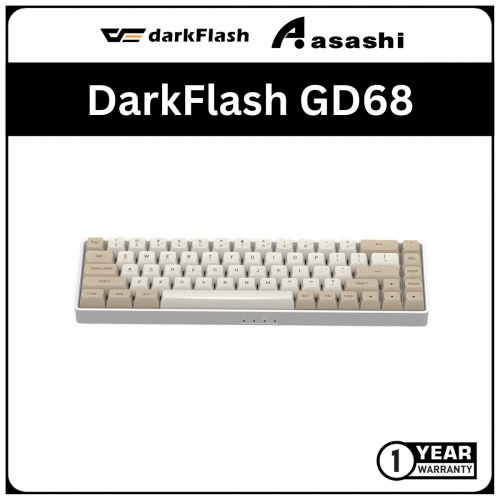 DarkFlash GD68 (Milky Brown) Dual Mode Wireless 2.4G & USB Hot Swap Mechanical Keyboard (K Yellow Switch)