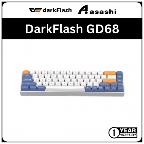 DarkFlash GD68 (Starry Blue) Dual Mode Wireless 2.4G & USB Hot Swap Mechanical Keyboard (K Yellow Switch)
