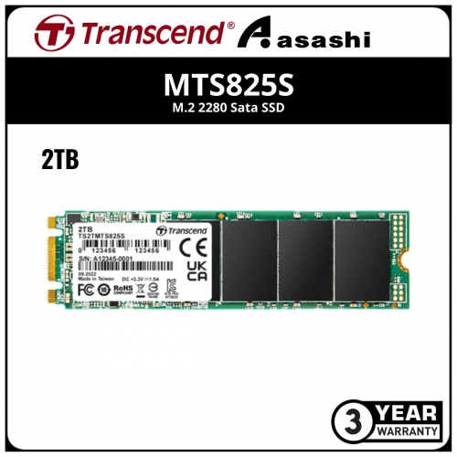 Transcend MTS825S 2TB M.2 2280 Sata SSD - TS2TMTS825S (Up to 530MB/s Read & 480MB/s Write)