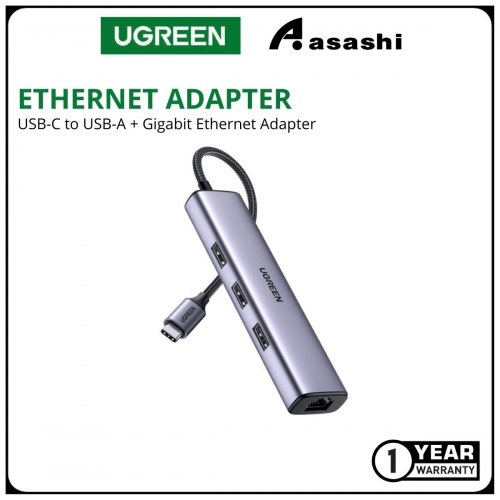 UGreen 60600 USB-C TO 3*USB-A 3.0 HUB + Gigabit Ethernet Adapter